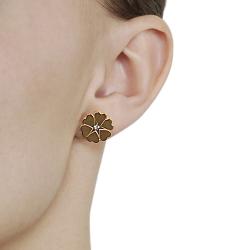 Stainless Steel Goldplated Flower Stud Earrings