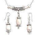Sterling Silver 'Mermaid Tears' Pearl Jewelry Set (4 mm) (India)