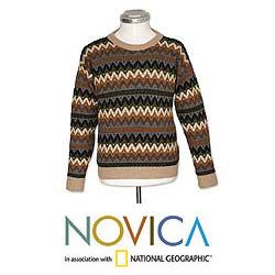 Men's Alpaca Wool 'Mountain Man' Crewneck Sweater (Peru)