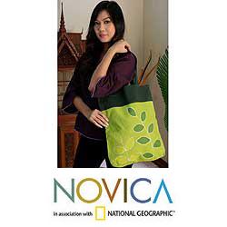 Cotton 'Lemon Lime Spring' Large Tote Bag (Thailand)