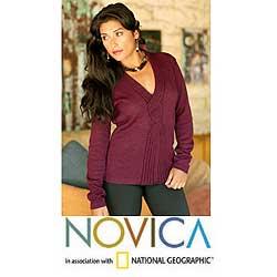 Alpaca Wool 'Wine Bouquet' Sweater (Peru)