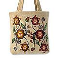 Wool 'Earthly Bouquet' Medium Tote Handbag (Peru)