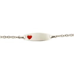 Sterling Silver Children's Red Enamel Heart Adjustable ID Bracelet