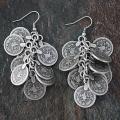 Silverplated Pewter Coins Vine Dangle Earrings (Turkey)