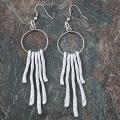 Silverplated Pewter Brushed Branches Dangle Earrings (Turkey)