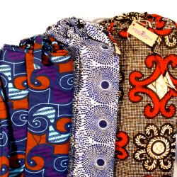 Dutch Wax Cloth Brown, White and Red Tripod Bag (Rwanda)