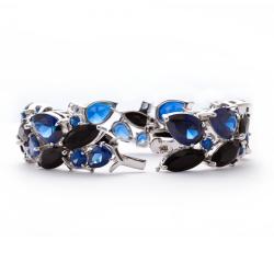 Silvertone Blue Glass Bracelet