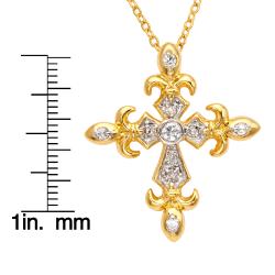 Goldtone White Cubic Zirconia Cross Necklace