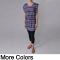 Journee Collection Junior's Kimono-sleeve Striped Pattern Tunic Top