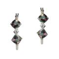 10k White Gold Mystic Green Topaz and Cubic Zirconia Hoop Earrings