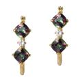 10k Yellow Gold Mystic Green Topaz and Cubic Zirconia Hoop Earrings