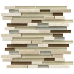 SomerTile 11.75x11.75-in Reflections Piano York Glass/ Stone Mosaic Tile (Pack of 5)