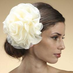 Bow Clippeez 2 Envy Silk and Tulle Rose Bridal Hair Clip