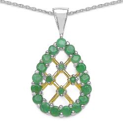 Malaika Sterling Silver Genuine Emerald Two-Tone Necklace