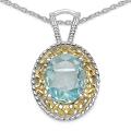 Malaika Sterling Silver Genuine Blue Topaz Two-Tone Necklace