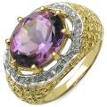 Malaika 14k Gold over Silver Amethyst and White Topaz Ring