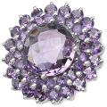 Sterling Silver Round-cut Amethyst Cluster Ring