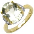 Sterling Silver Oval-cut Green Amethyst Ring