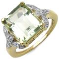 Malaika 14k Gold over Sterling Silver Green Amethyst and White Topaz Ring