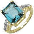 14k Gold over Silver London Blue Topaz and White Topaz Ring