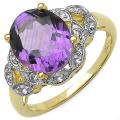 14k Gold over Sterling Silver Amethyst and White Topaz Ring