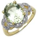 14k Gold over Sterling Silver Green Amethyst and White Topaz Ring