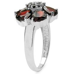 Sterling Silver Genuine Garnet Hearts Ring