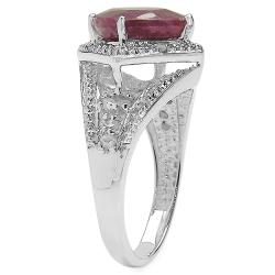 Sterling Silver Ruby and 1/10ct TDW Diamond Ring (I-J, I2-I3)