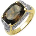 Malaika Sterling Silver Smokey Quartz Two-Tone Ring
