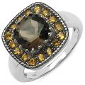 Sterling Silver Citrine and Smokey Quartz Ring