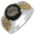 Sterling Silver Citrine and Smoky Quartz Ring