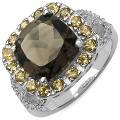 Sterling Silver Citrine and Smoky Quartz Ring