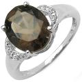Sterling Silver Oval-cut Smoky Quartz and White Topaz Ring