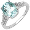 Sterling Silver Oval-cut Blue Topaz and White Topaz Ring