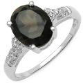 Sterling Silver Oval-cut Smokey Quartz and White Topaz Ring
