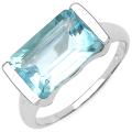 Sterling Silver Emerald-cut Blue Topaz Fashion Ring