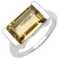 Sterling Silver Emerald-cut Citrine Fashion Ring