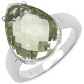 Sterling Silver Green Amethyst Solitaire Ring