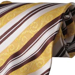 Boston Traveler Men's Swirl and Striped Pattern Tie Hanky Set