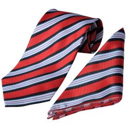 Boston Traveler Platinum Men's Striped Tie Hanky Set