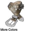 Journee Collection Women's Rhinestone and Crown Accent Belt