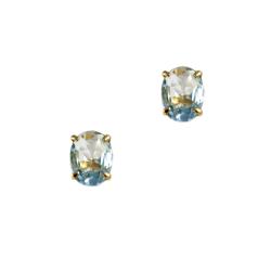 10k Yellow Gold Oval-cut Aquamarine Stud Earrings