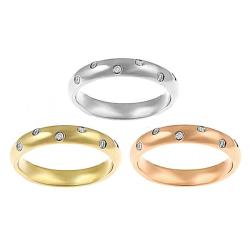 Tri-color Stainless Steel Stackable Cubic Zirconia Rings (Set of 3)