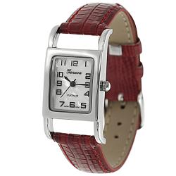 Geneva Platinum Women's Mother of Pearl Lizard Pattern Strap Watch