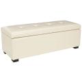 Broadway Flat Cream Leather Large-size Storage Bench