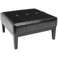Broadway Black Leather Cocktail Ottoman