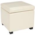 Broadway Cream Leather Storage Ottoman