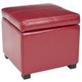 Broadway Red Leather Storage Ottoman