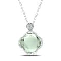 Sterling Silver Green Amethyst and Diamond Accent Necklace (G-H, I3)