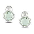 Sterling Silver Green Amethyst and Diamond Accent Earrings (G-H, I3)